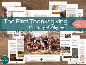 Preview of The Story of Pilgrims and The First Thanksgiving 13-page eBook History Cultural