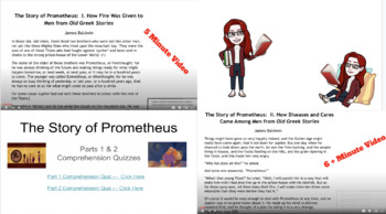 Preview of The Story of Prometheus - Parts 1 & 2 - Read Aloud + Comprehension Quiz - BUNDLE