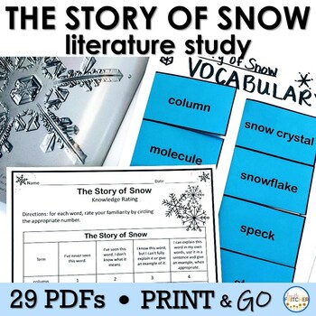 Preview of The Story of Snow | Nonfiction Literature Study | Printables | Crystal Formation