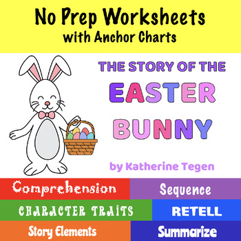 Preview of The Story of the Easter Bunny Reading Skills Worksheets NO PREP Easy Sub Plans