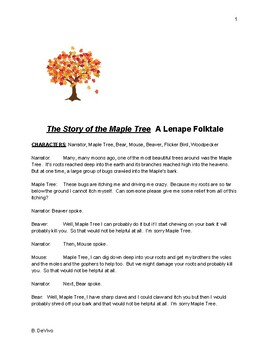 Preview of The Story of the Maple Tree: A Lenape Folktale Reader's Theater Script