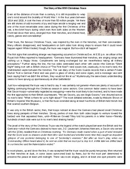 Preview of The Story of the WWI Christmas Truce - Informational Text / Comprehension
