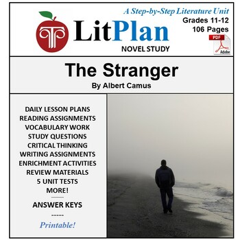 Preview of The Stranger (Camus) LitPlan Novel Study Unit, Activities, Questions, Test