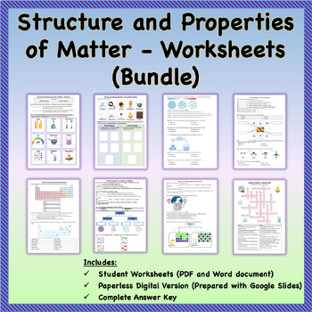 Preview of Structure and Properties of Matter - Worksheets | Printable & Distance Learning