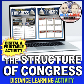 Preview of The Structure of Congress | The Legislative Branch |  Digital Learning Activity