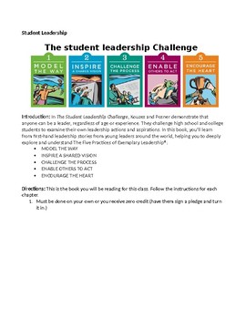 Preview of The Student Leadership Challenge Whole Book Guided Reading Questions