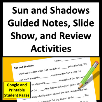 Preview of The Sun and Shadows Guided Notes and 5th Grade Science Test Prep 5-ESS1-2