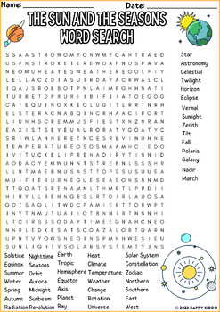 Preview of The Sun And The Seasons Word Search Puzzle Activity