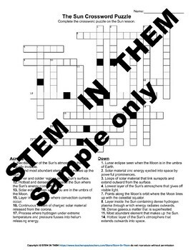 The Sun Crossword Puzzle :Digital by STEM IN THEM TpT