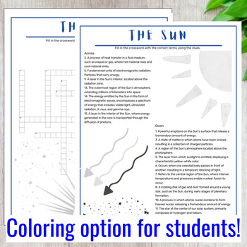 The Sun Crossword Puzzle: Engaging and Differentiated Activity Easy