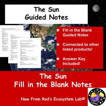 Preview of The Sun Fill in the Blank Guided Notes w/Answer Key EDITABLE