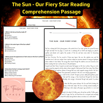 Preview of The Sun - Our Fiery Star Reading Comprehension Passage