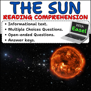 Preview of The Sun reading comprehension passages and questions 3rd grade + Easel