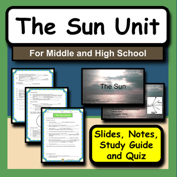 Preview of The Sun Unit: Google Slides, Notes, Study Guide and Quiz: Science Class