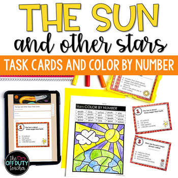 Preview of The Sun and Other Stars Task Cards and Color by Number (Google Forms)