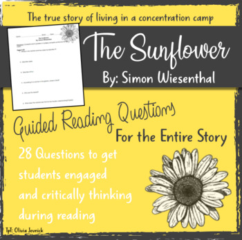 Preview of The Sunflower by: Simon Wiesenthal Guided Reading Questions