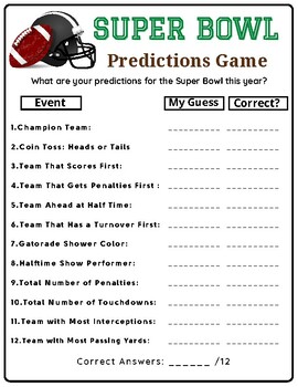 2022 Super Bowl Predictions - Graphing & Coloring Activity