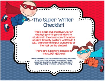 Preview of The Super Writer Checklist! For Narrative, Quick Writes, or Journal Entries!