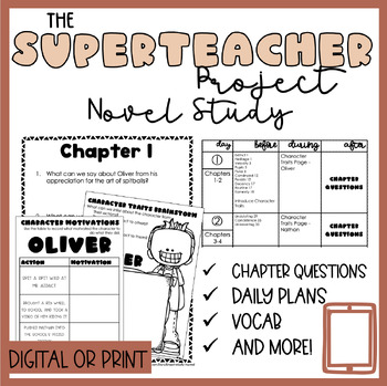 Preview of The Superteacher Project | Novel Study | Printable | Independent Work Packet