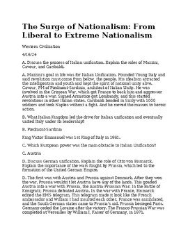 Preview of The Surge of Nationalism: From Liberal to Extreme Nationalism Study Guide