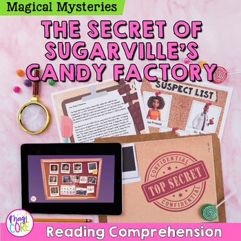 Preview of Candy Factory Magical Mystery Reading Comprehension Print & Digital Activity