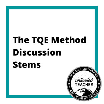 Preview of The TQE Method: Discussion Stems