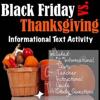 Preview of Thanksgiving vs. Black Friday- An Informational Text Activity!