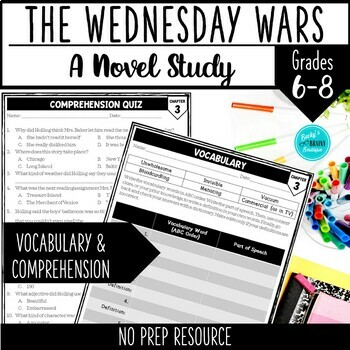 Preview of The Wednesday Wars Novel Study: Vocabulary & Comprehension Pack