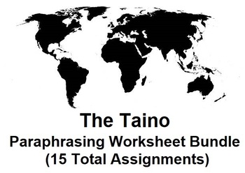 Preview of The Taino People Paraphrasing Worksheet Bundle (15 Topics)