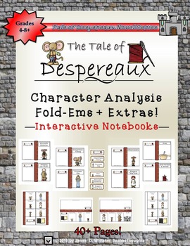 Preview of The Tale of Despereaux Mini Character Analysis Fold-Ems & Writing Templates