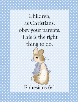 The Tale of Peter Rabbit Bible Verse Printable (Ephesians 6:1)