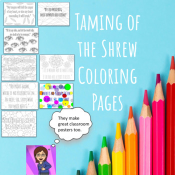 Preview of The Taming of the Shrew Coloring Pages/Mini-Posters digital resource