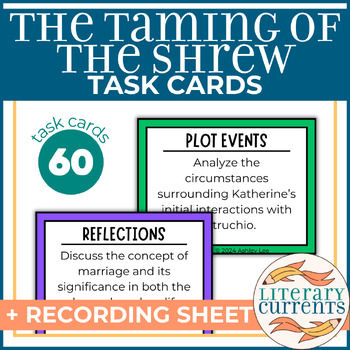 Preview of The Taming of the Shrew | Shakespeare | Analysis Task Cards | AP Lit HS ELA