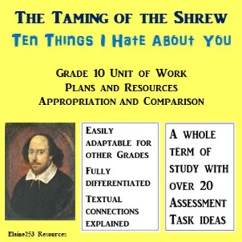 Preview of The Taming of the Shrew and Ten Things I Hate About You Scheme of Learning
