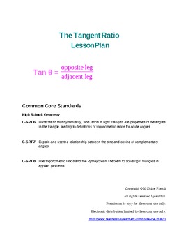 Preview of The Tangent Ratio Lesson Plan
