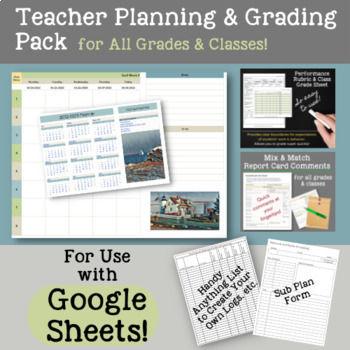 Preview of The Teacher Planning & Grading Pack (Maine Coastal Version)