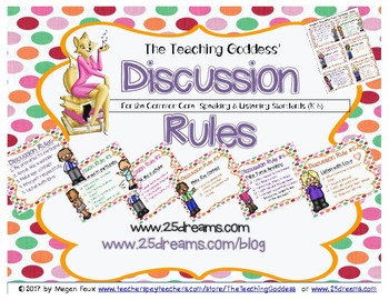 Preview of The Teaching Goddess' Discussion Rules Poster and Rules Reminder Cards