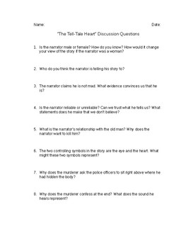 The Tell-tale Heart Questions And Answers Worksheet Pdf - malayqoqo