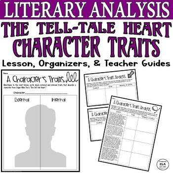 Preview of The Tell Tale Heart Literary Analysis Character Traits Graphic Organizer PDF