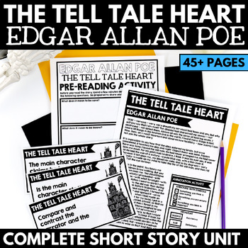 Preview of The Tell Tale Heart by Edgar Allan Poe Short Story Unit - Questions - Activities