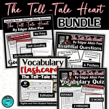 Preview of The Tell Tale Heart by Poe BUNDLE | Text, Questions, Vocabulary & Posters