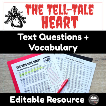 Preview of The Tell-tale Heart Full Text Questions + Vocabulary - Annotation Activity - Poe