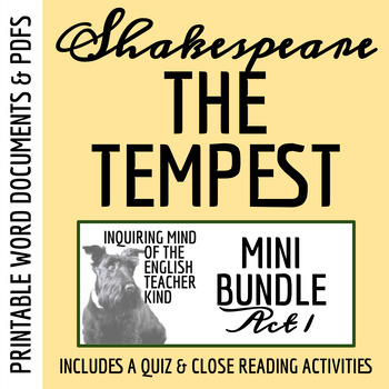 Preview of The Tempest Act 1 Quiz and Close Reading Worksheets Bundle (Printable)