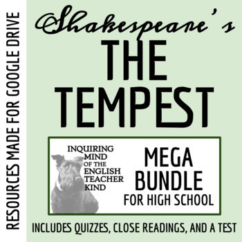 Preview of The Tempest Bundle of Quizzes, Close Readings, and Test for Google Drive