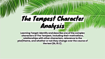 Preview of The Tempest Character Analysis