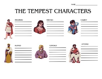 Preview of The Tempest Character Graphic Organizer