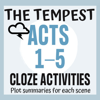 Preview of The Tempest Cloze Activity BUNDLE Acts 1 - 5