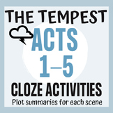 The Tempest Cloze Activity BUNDLE Acts 1 - 5