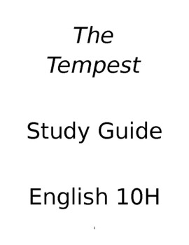 Preview of The Tempest study guide(editable and fillable resource)
