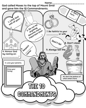 Preview of The Ten Commandments Colouring Page - Catholic Education - Rapid Rubrics